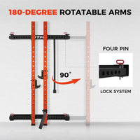 2.36'' X 2.36'' Folding Squat Rack for Home Gym, Wall Mounted Squat Rack with Attachments - Space Saving Squat Power Rack — product view 13
