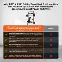 2.36'' X 2.36'' Folding Squat Rack for Home Gym, Wall Mounted Squat Rack with Attachments - Space Saving Squat Power Rack — product view 5