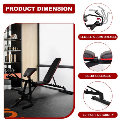 Adjustable Weight Bench Set – Bench Press Combo with Squat Rack & Leg Extension