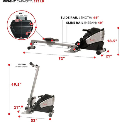 Sunny Health & Fitness Rowing Machine with Optional Magnetic Rower or Air Rower Exclusive SunnyFit App