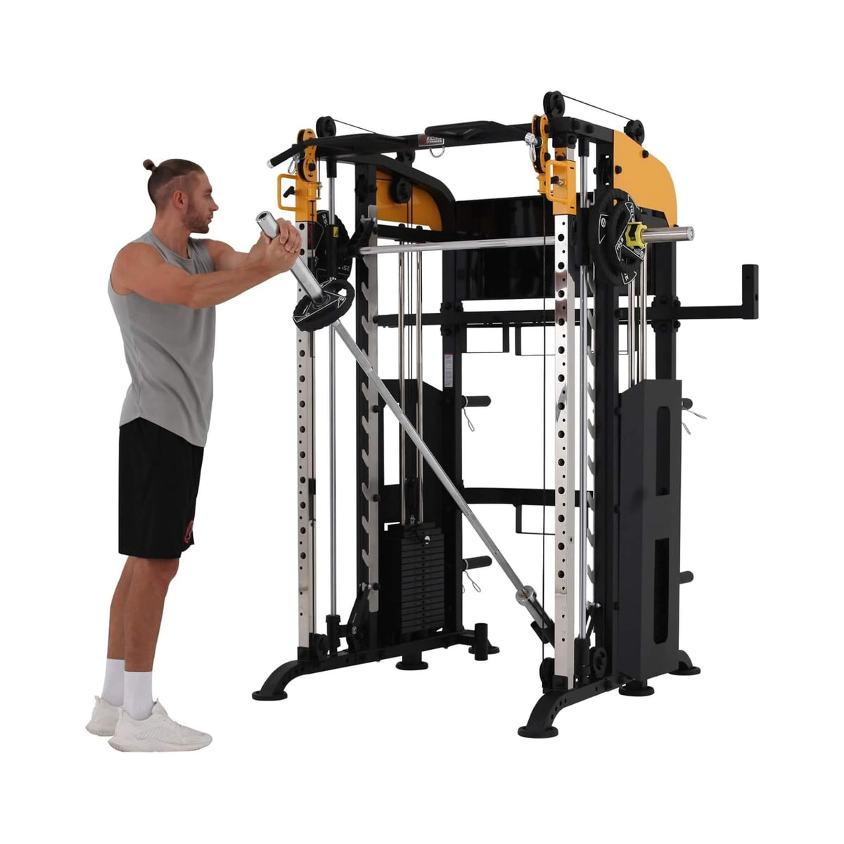 All-In-One Full-Body Smith Machine With Adjustable Lever Arms And Dual Weight Stacks (SAK21836)