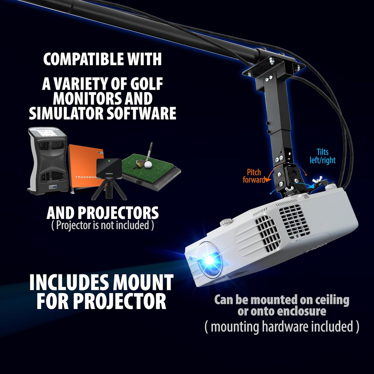Complete Golf Simulator Enclosure Package – 4K-Ready Impact Screen with Blackout Cage, Projector Mount, Frame Poles, Side Shank Nets | Indoor & Garage Practice | Easy Setup | 12-Month Warranty — product view 5