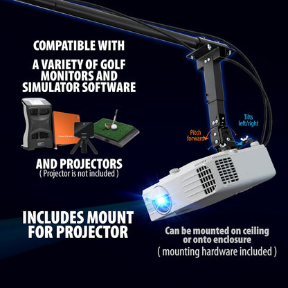 Complete Golf Simulator Enclosure Package – 4K-Ready Impact Screen with Blackout Cage, Projector Mount, Frame Poles, Side Shank Nets | Indoor & Garage Practice | Easy Setup | 12-Month Warranty — product view 5
