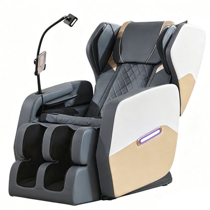 Gold+White Massage Chair Recliner with Zero Gravity and Full Body Air Pressure