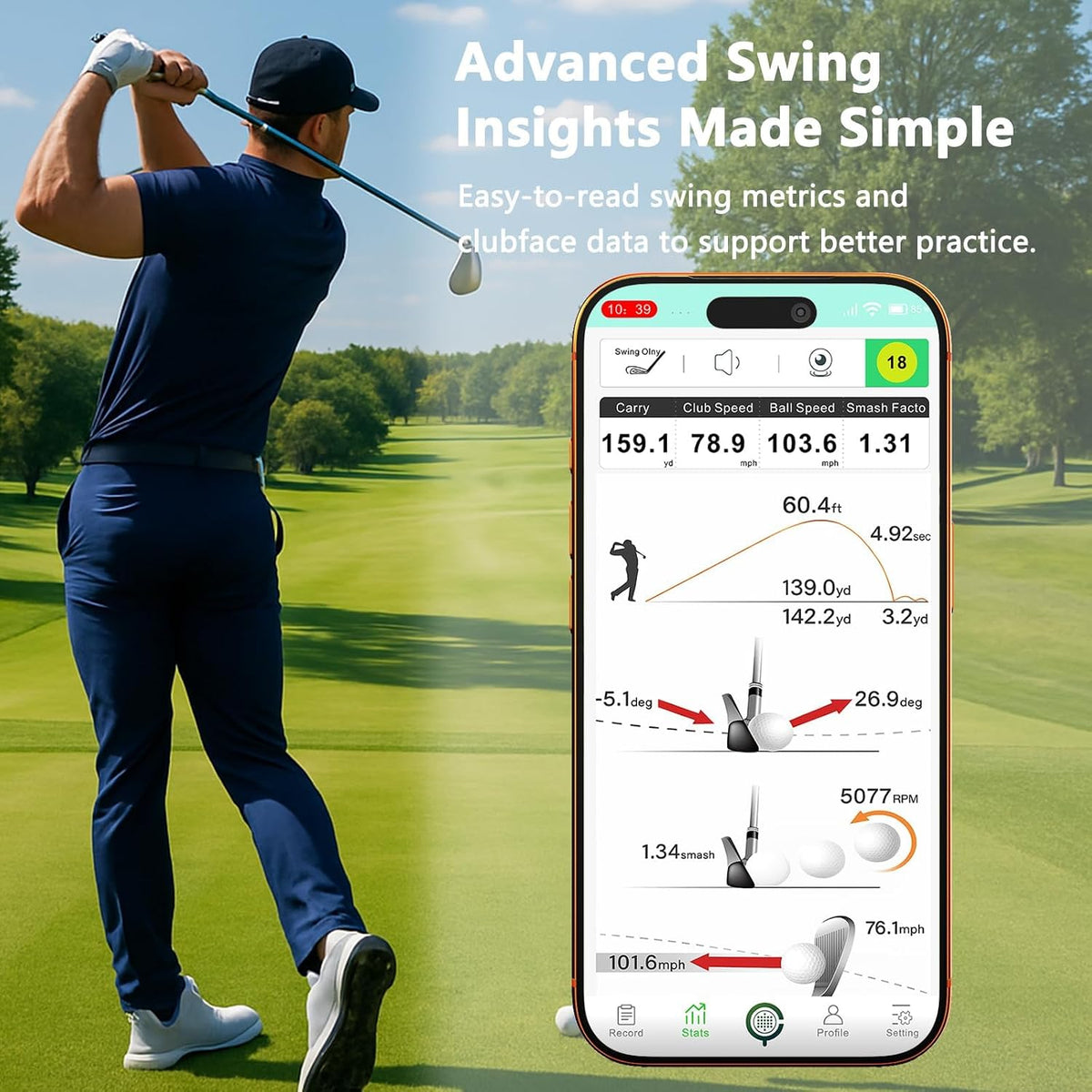 Golf Launch Monitor & Portable Swing Analyzer with 13 Metrics — product view 5
