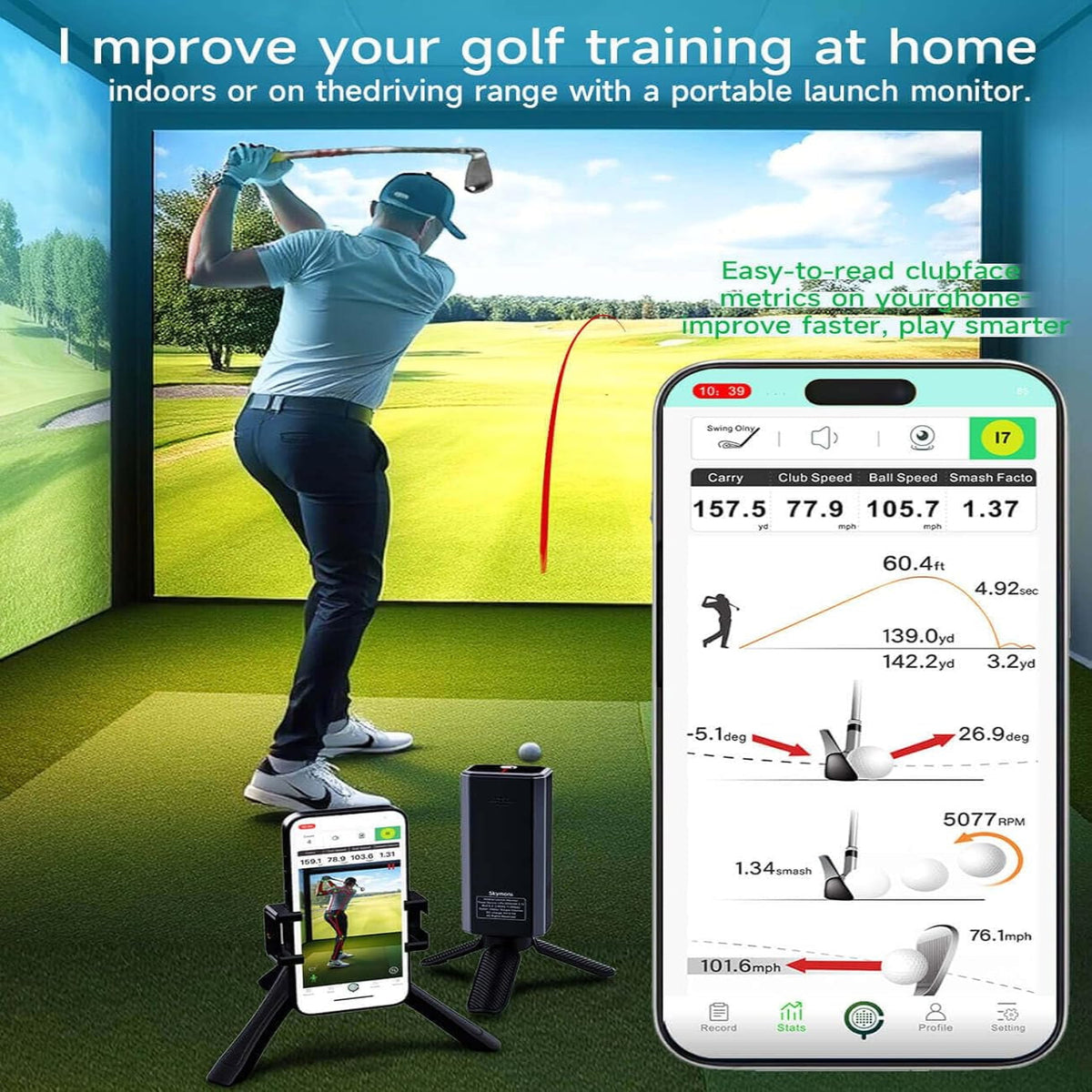 Golf Launch Monitor , Simulators for Home & Training，Golf Swing Analysis — product view 4