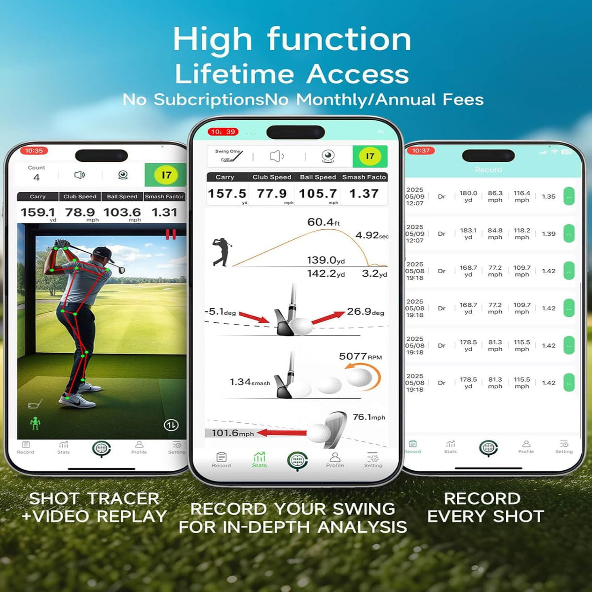 Golf Launch Monitor , Simulators for Home & Training，Golf Swing Analysis — product view 6