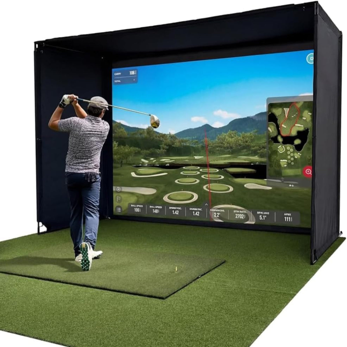 Golf Simulator Enclosure Kit – Choose 8X8 Ft, 10X8 Ft, or 12X8 Ft – Complete Frame + Enclosure + HD Impact Screen (Home Indoor/Outdoor Practice) — product view 2