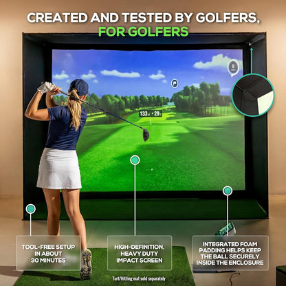 Golf Simulator Enclosure Kit – Choose 8X8 Ft, 10X8 Ft, or 12X8 Ft – Complete Frame + Enclosure + HD Impact Screen (Home Indoor/Outdoor Practice) — product view 4