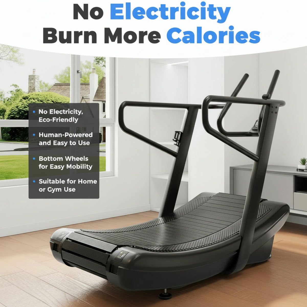 Sturdy Curved Manual Treadmill, Non Electric Motorized Treadmill — product view 3