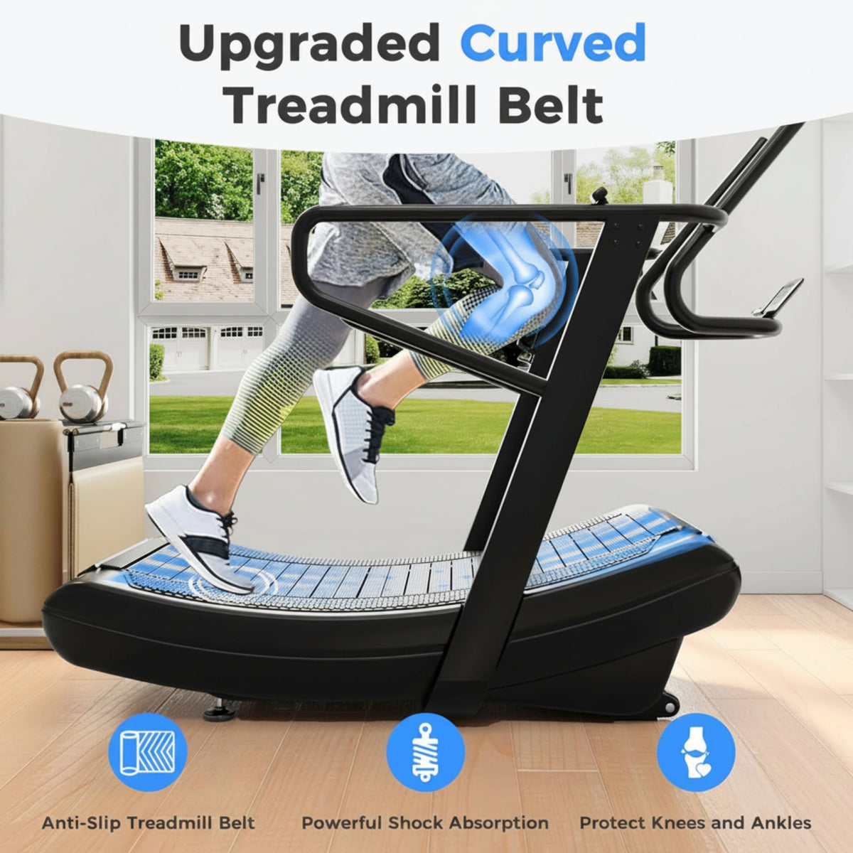 Sturdy Curved Manual Treadmill, Non Electric Motorized Treadmill — product view 5