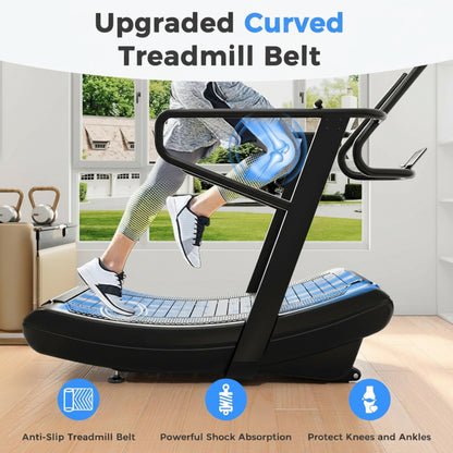 Sturdy Curved Manual Treadmill, Non Electric Motorized Treadmill — product view 5