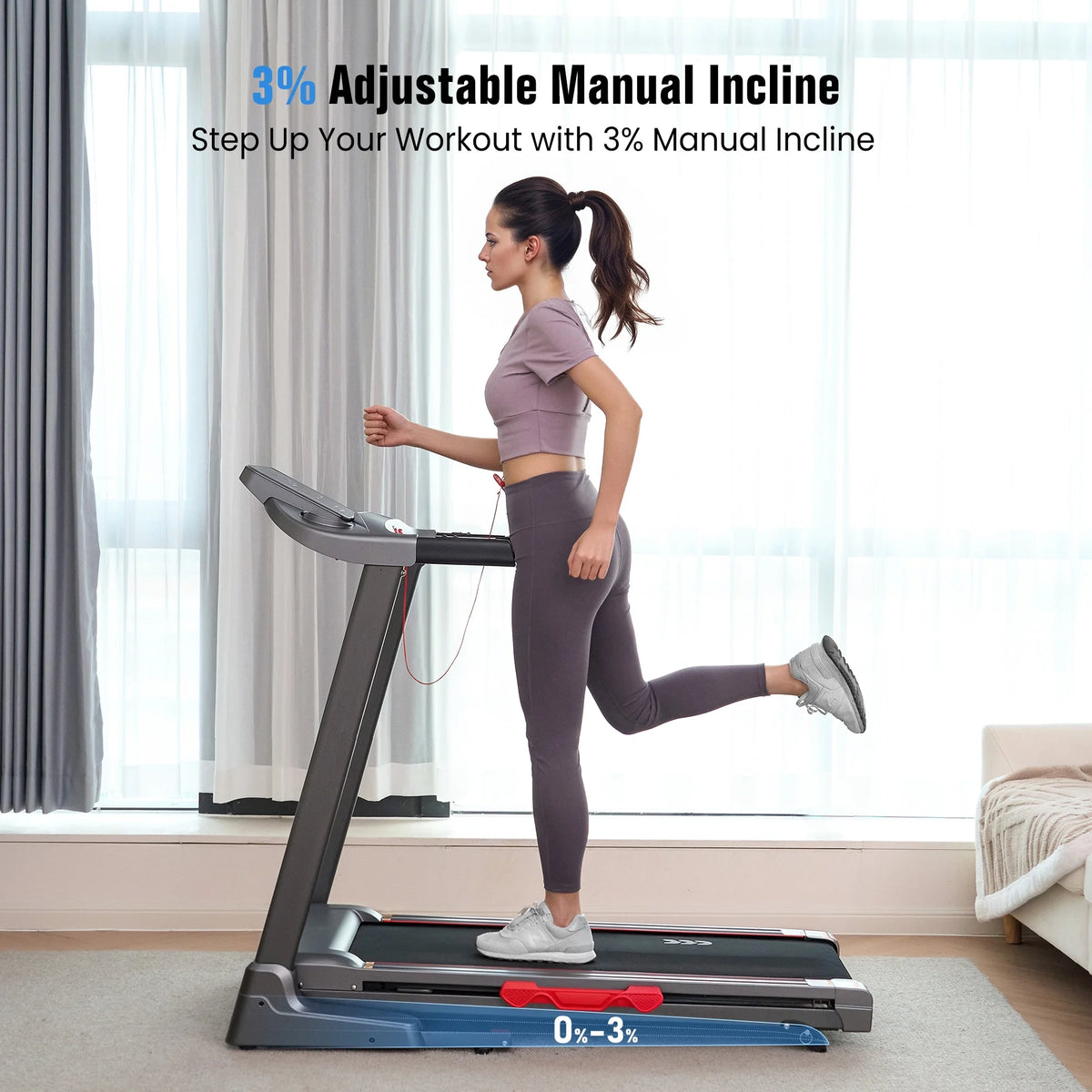 Treadmill for Home with 3 Level Manual Incline Smart APP USB Charging Foldable Running Electric Treadmill Gym — product view 10