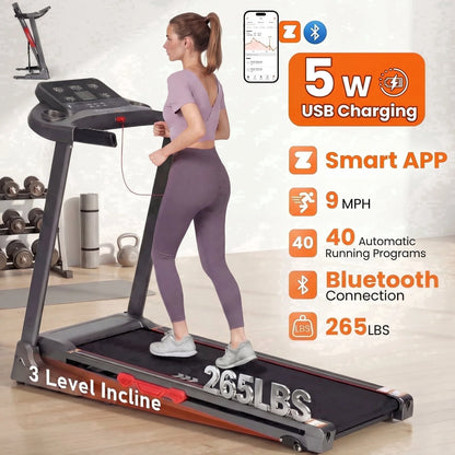 Treadmill for Home with 3 Level Manual Incline Smart APP USB Charging Foldable Running Electric Treadmill Gym — product view 12