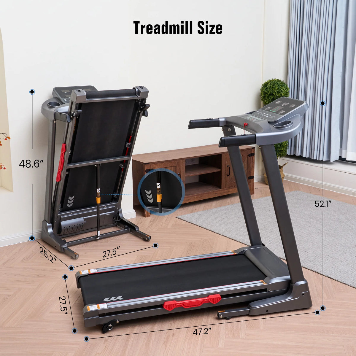 Treadmill for Home with 3 Level Manual Incline Smart APP USB Charging Foldable Running Electric Treadmill Gym — product view 6