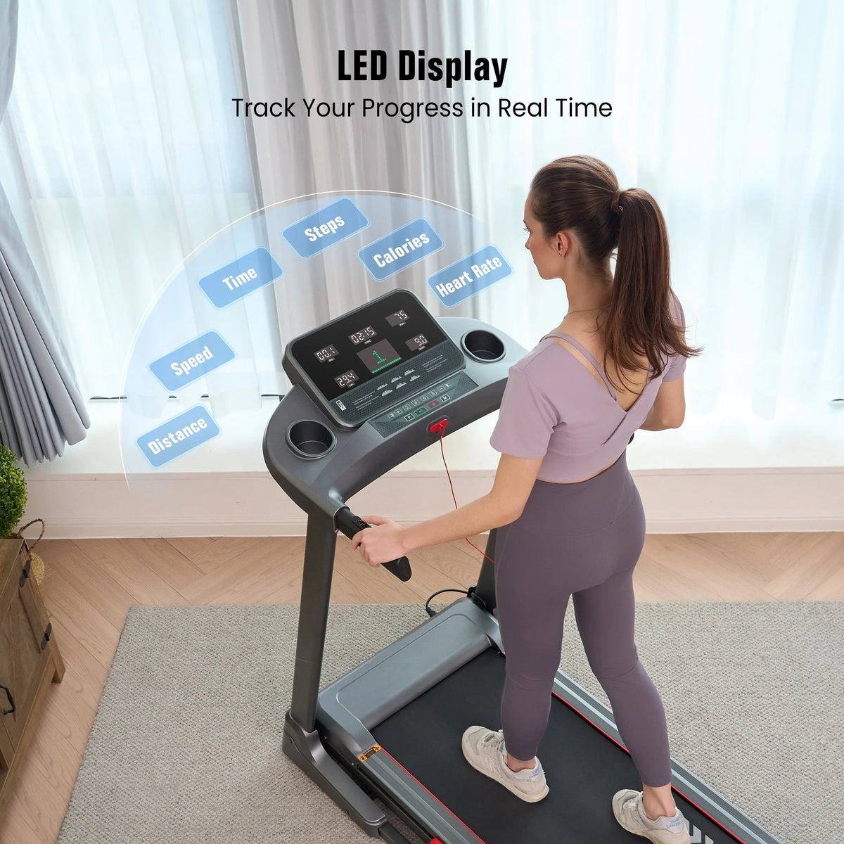 Treadmill for Home with 3 Level Manual Incline Smart APP USB Charging Foldable Running Electric Treadmill Gym — product view 7