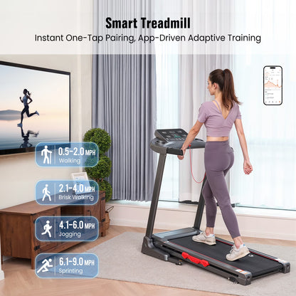 Treadmill for Home with 3 Level Manual Incline Smart APP USB Charging Foldable Running Electric Treadmill Gym — product view 9