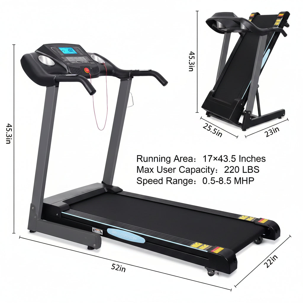 Treadmill with Auto 12Level Incline 15 Preset Foldable Treadmill 2.5 Horse Power Exercise Machine for Home Office Workout — product view 2