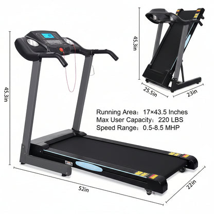 Treadmill with Auto 12Level Incline 15 Preset Foldable Treadmill 2.5 Horse Power Exercise Machine for Home Office Workout — product view 2