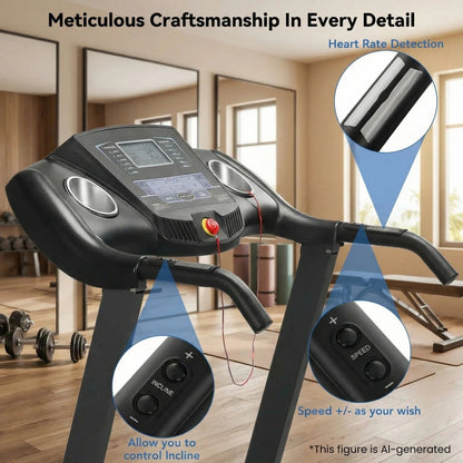 Treadmill with Auto 12Level Incline 15 Preset Foldable Treadmill 2.5 Horse Power Exercise Machine for Home Office Workout — product view 5