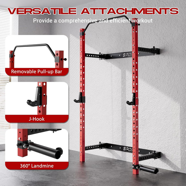 EliteEdge Foldable Wall-Mounted Squat Rack – 1100 LB