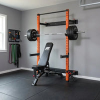 2.36'' X 2.36'' Folding Squat Rack for Home Gym, Wall Mounted Squat Rack with Attachments - Space Saving Squat Power Rack — Studio Shot